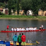 Das Team der Jungen Union beim Stadtfest Pirna 2014 zum Drachenbootrennen auf der Elbe mit MdL Oliver Wehner